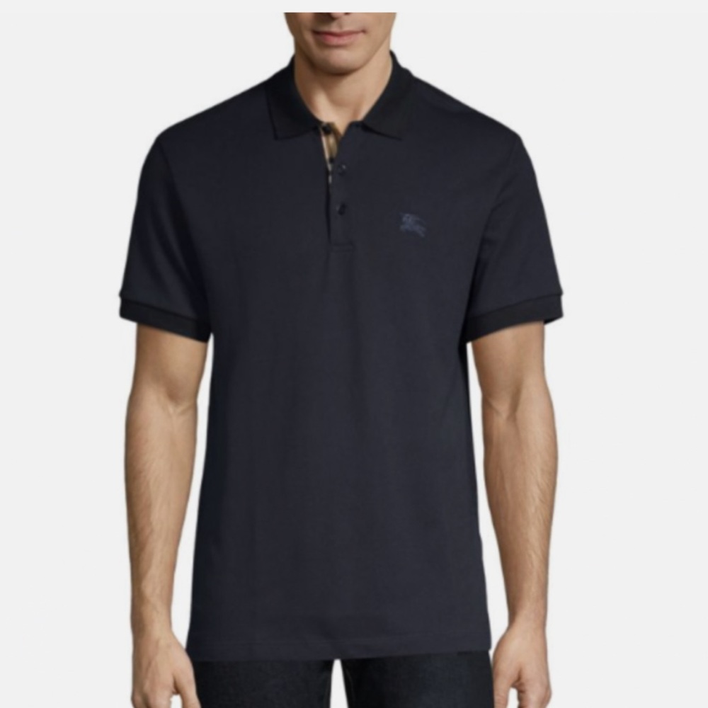 Burberry Men's Polo Shirt Pique Cotton Classic Fit Black  Large Exclusive